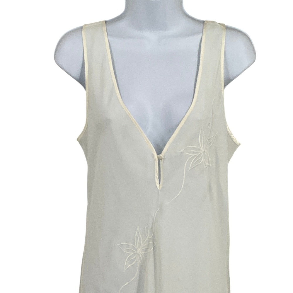 Victoria's Secret Nightgown Womens M Ivory Vintage Floral Sheer Maxi Timeless - Picture 4 of 12